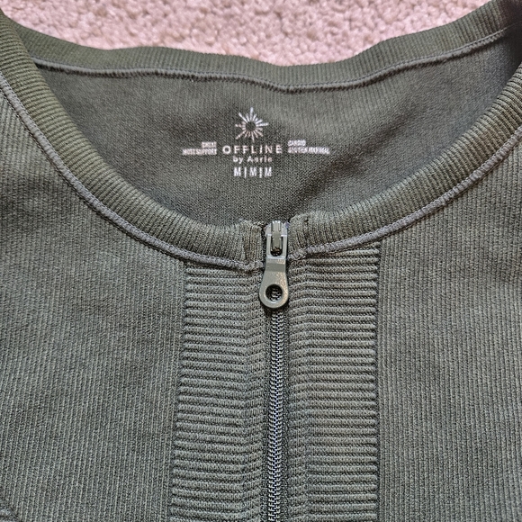 OFFLINE Seamless Zip Front Sports Bra Olive Crew Green Padded Size M - Picture 5 of 10